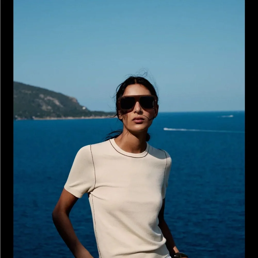 Zara Trimmed Short Sleeve Knit Top